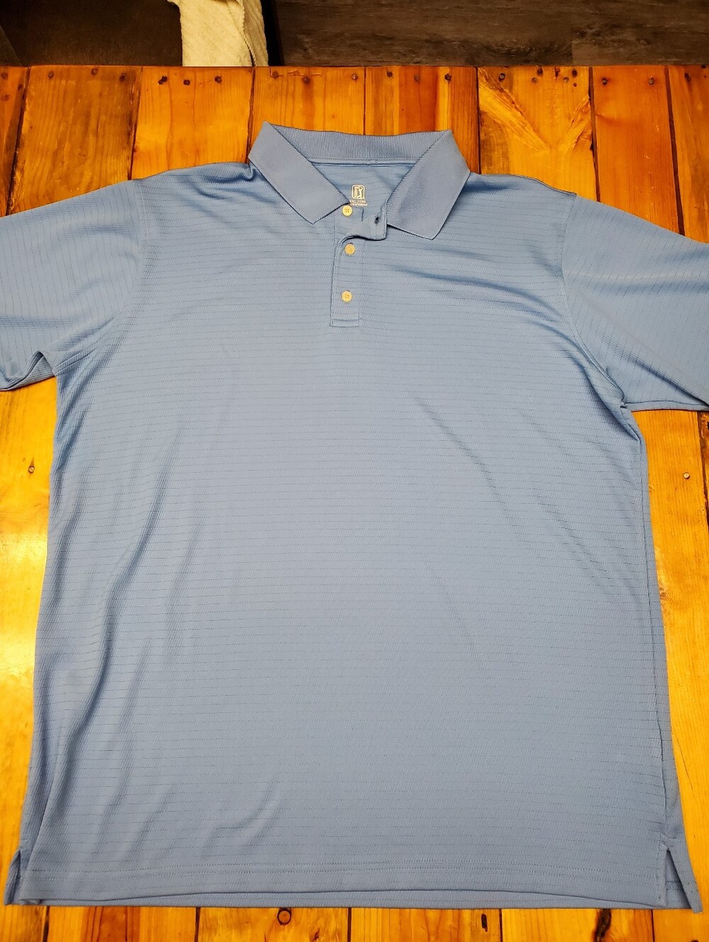 PGA Tour Golf Polo Shirt Mens XXL Tall Light Blue Performance Striped Dri-Fit